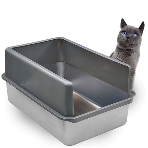 metal litter box with high sides|extra high sided litter box.